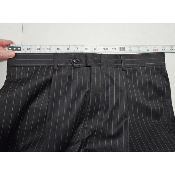 Donald Trump Suit 41 Blazer 34x35 Pants Black Gray Pinstripe 2 Button WOOL - Picture 9 of 11